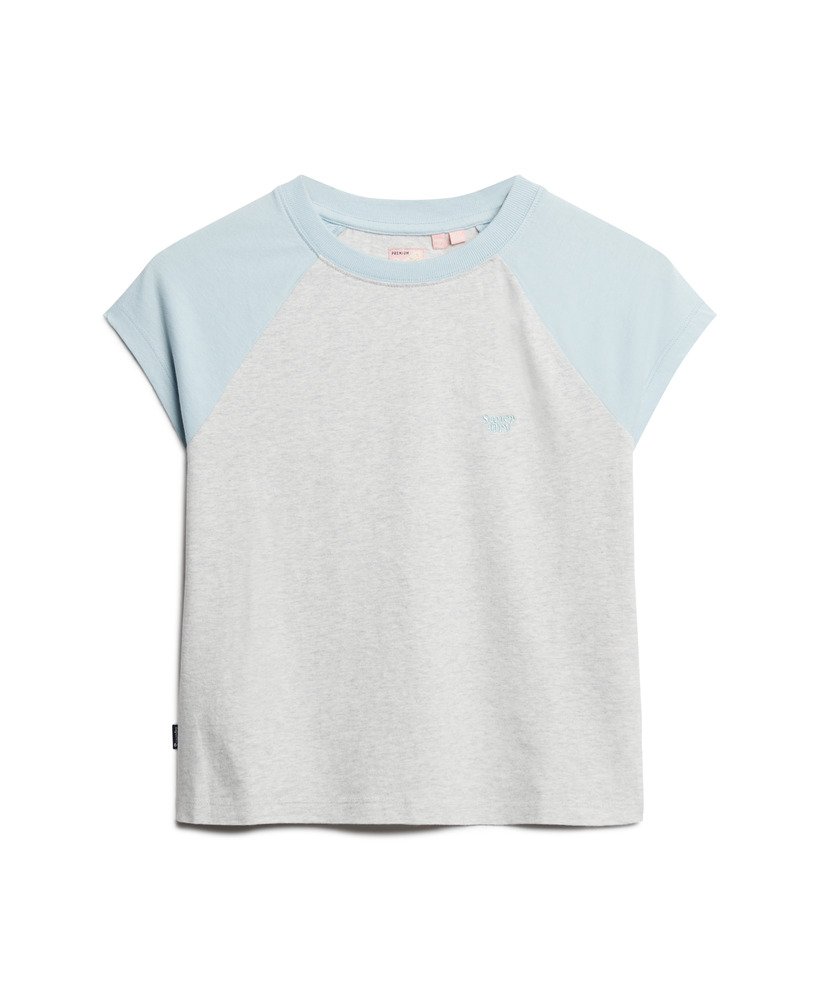 womens Organic Cotton Essential Logo Raglan T-Shirt in WINTER SKY BLUE ...