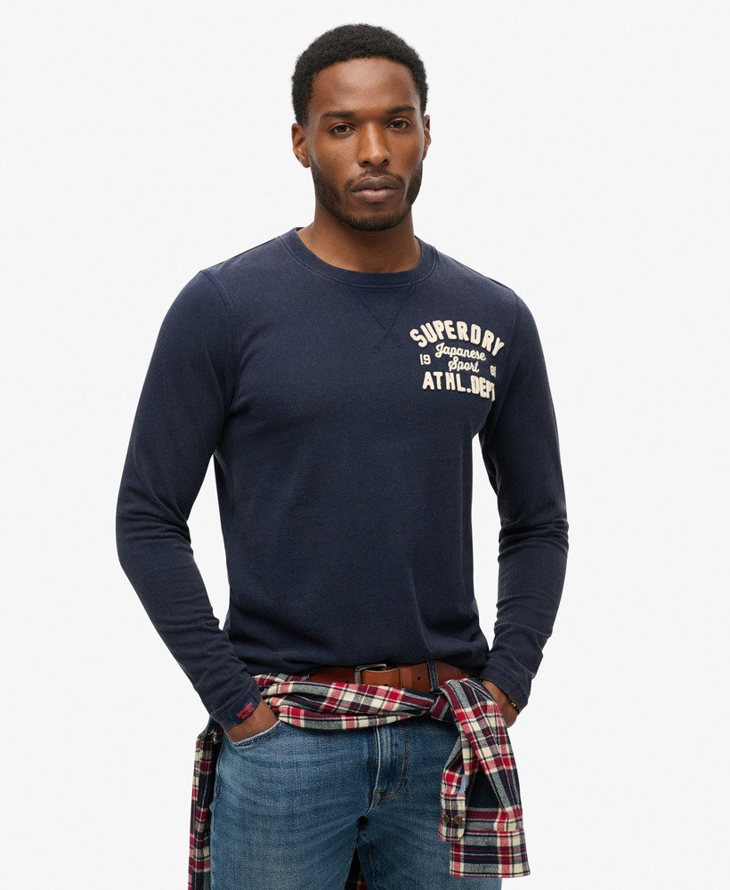 mens Vintage Athletic Long Sleeve Top in RICH NAVY | Superdry US