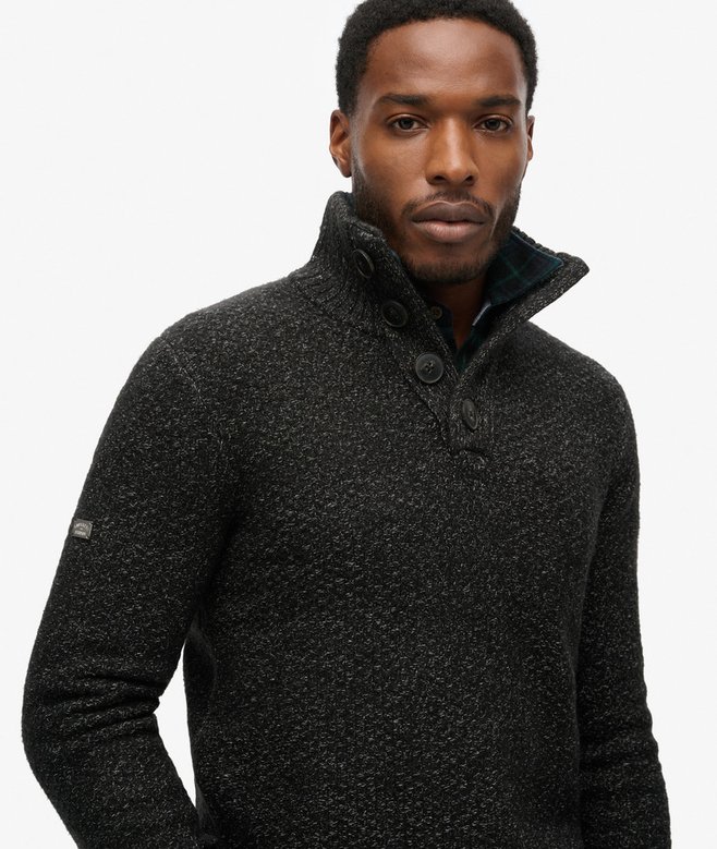 Chunky Knit Button Neck Jumper