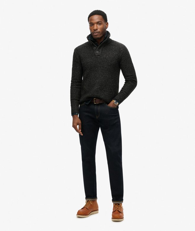 Chunky Knit Button Neck Jumper
