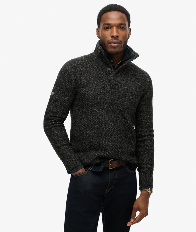Chunky Knit Button Neck Jumper
