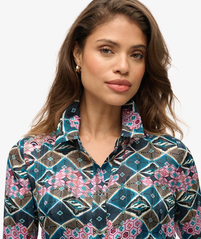 Sheer Sparkle Printed Blouse