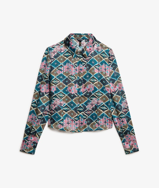 Sheer Sparkle Printed Blouse