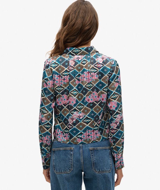 Sheer Sparkle Printed Blouse