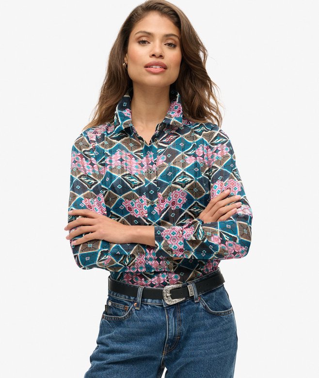 Sheer Sparkle Printed Blouse