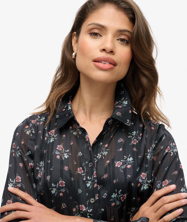 Sheer Sparkle Printed Blouse