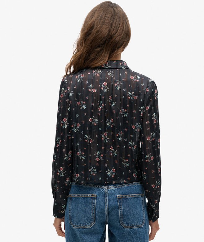 Sheer Sparkle Printed Blouse