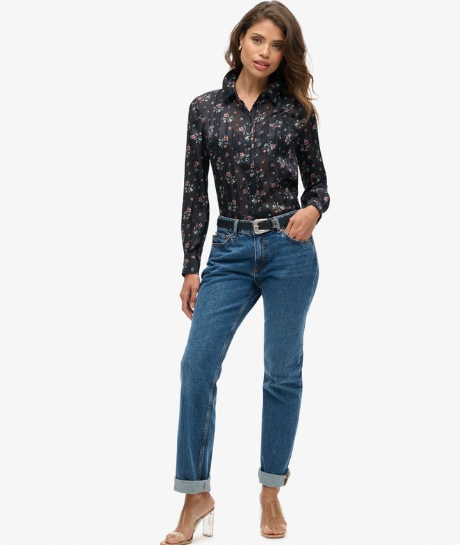 Sheer Sparkle Printed Blouse