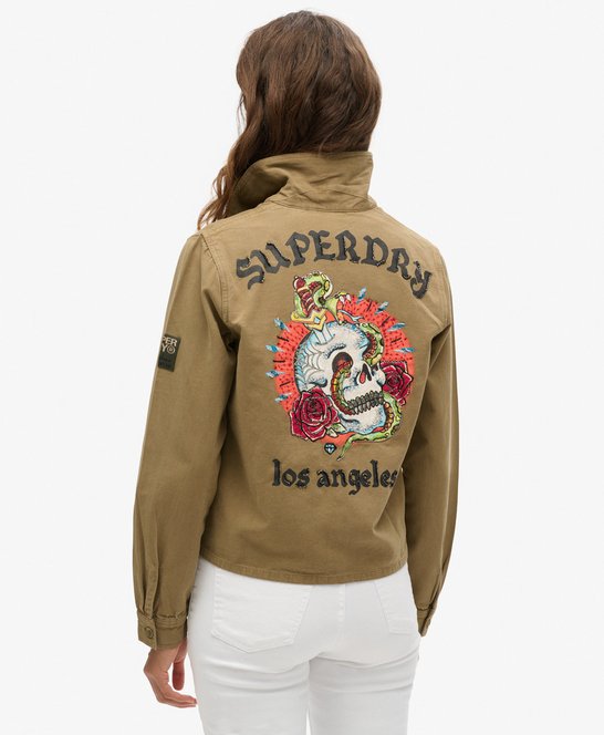 Veste Militaire SUPERDRY Kaki Taille M - Coupe Unisexe, Style Casual Usé