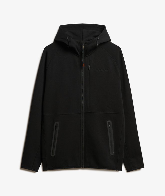 mens Tech Logo Loose Zip Hoodie in Black Superdry UK