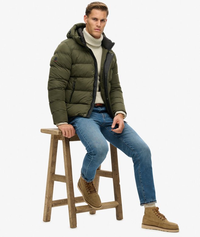 Hooded Microfibre Sport Puffer Jacket