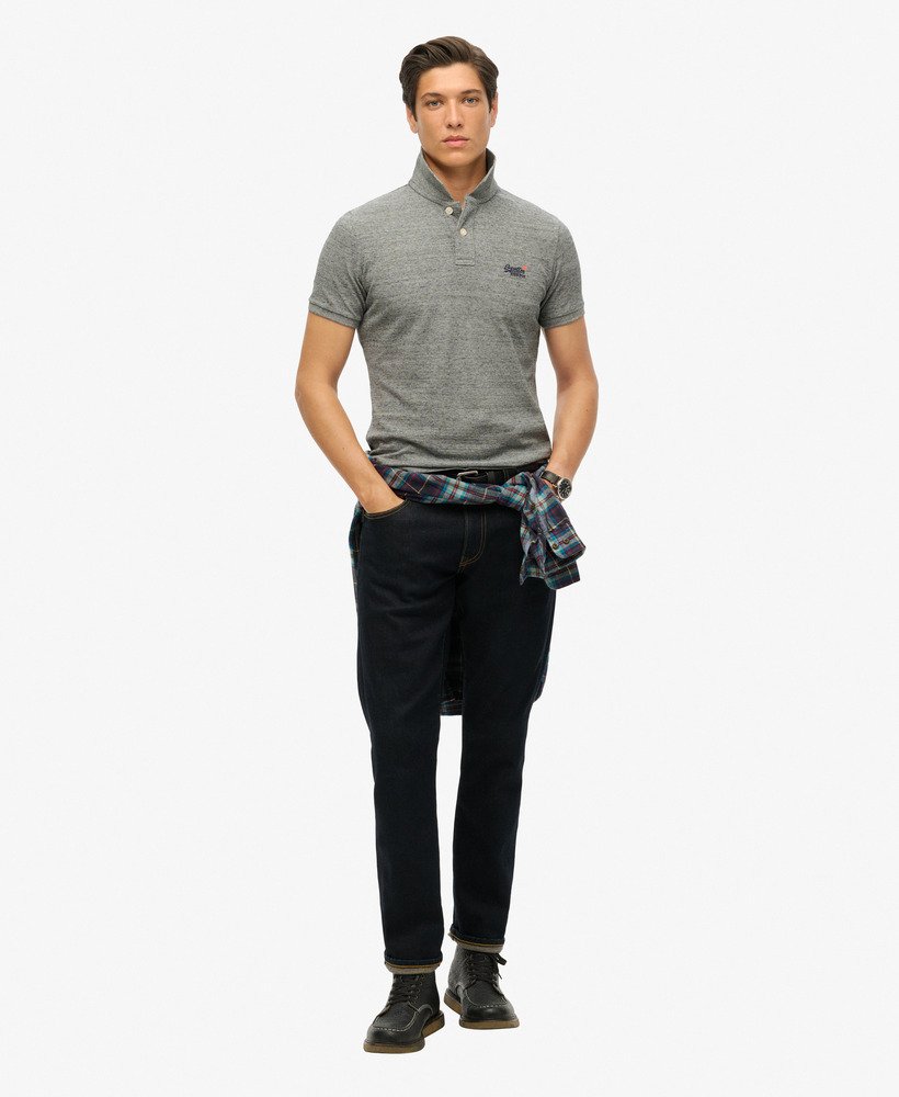mens Organic Cotton Essential Classic Fit Pique Polo in Flint