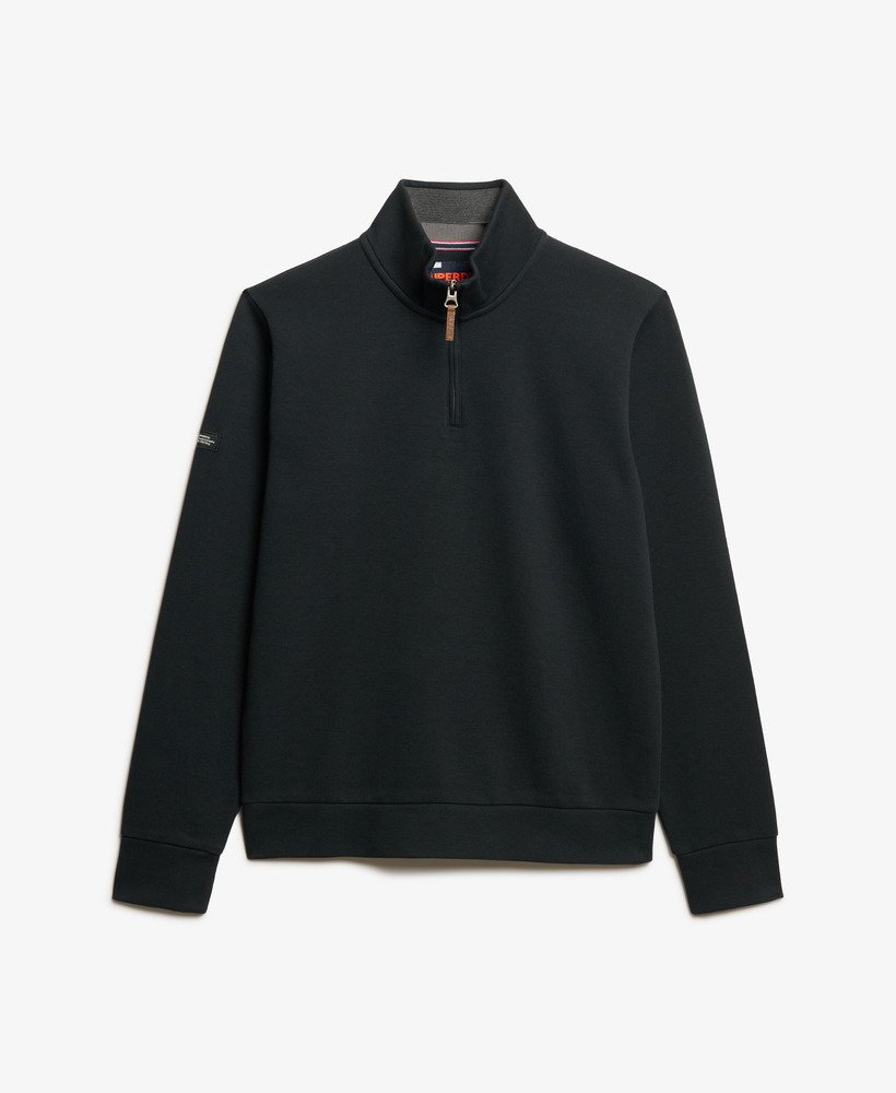 SR Original Half Zip［BLACK］simianring mens Core Pique Half Zip Sweatshirt in JET BLACK | Superdry UK