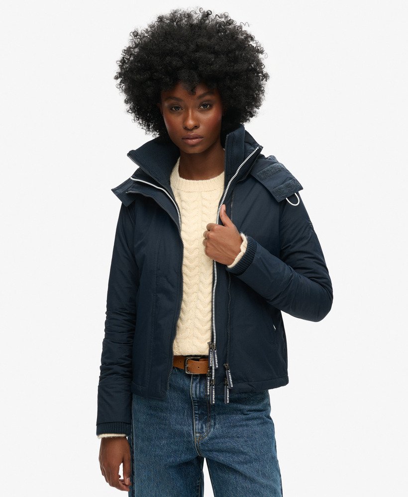 womens Pop Zip Hooded Arctic SD-Windcheater Jacket in Eclipse Navy womens Pop Zip Hooded Arctic SD-Windcheater Jacket in Eclipse Navy