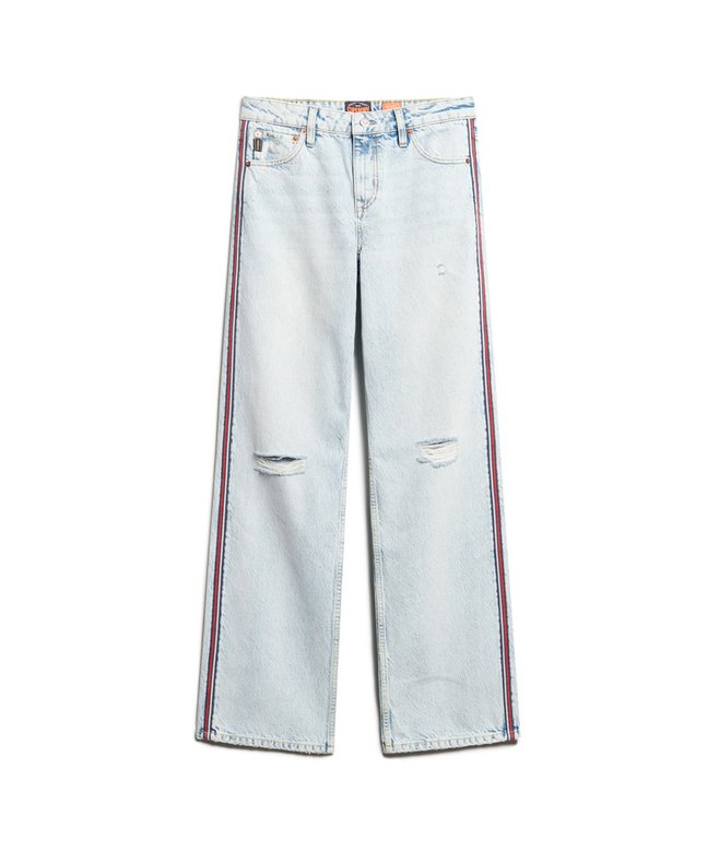 Mid Rise Wide Leg Double Tape Jeans