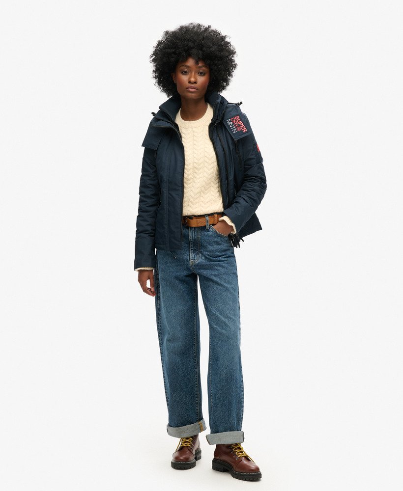 womens Hooded Mountain Windbreaker Jacket in Eclipse Navy