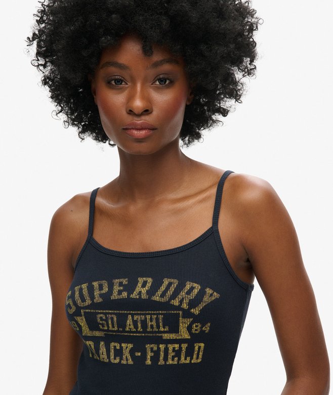 Athletic College Graphic Rib Cami Top