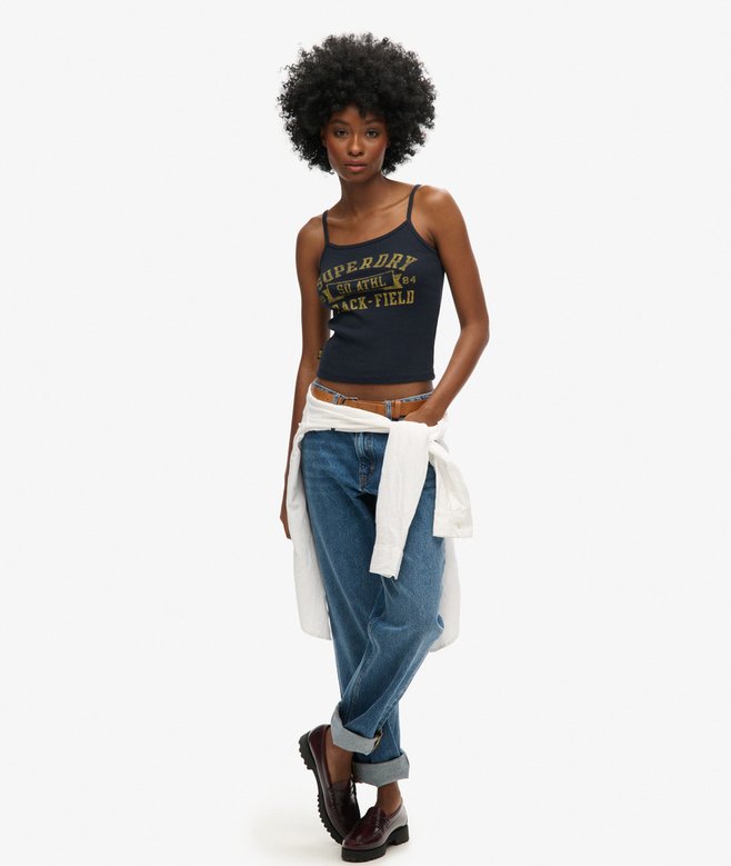 Athletic College Graphic Rib Cami Top