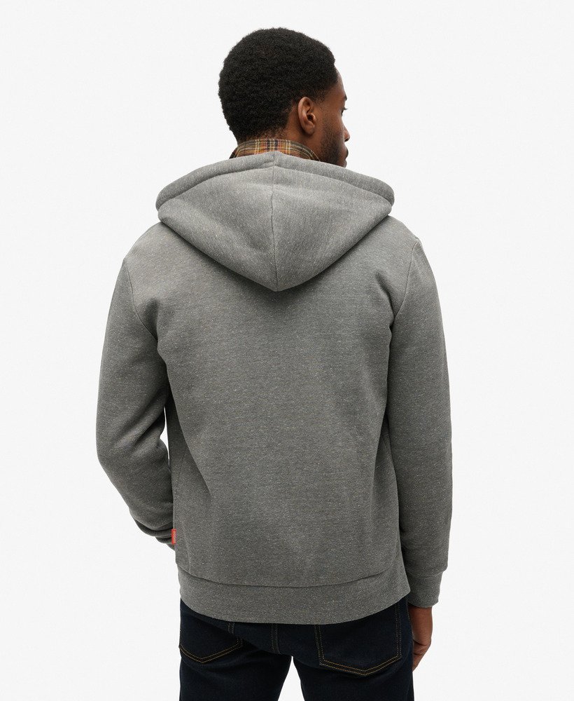 mens Neon Vintage Logo Graphic Zip Hoodie in Storm Grey