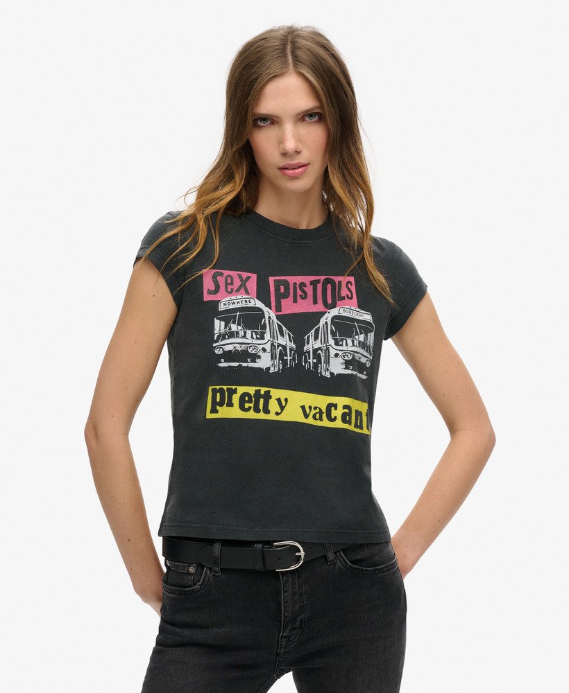 womens Sex Pistols Limited Edition Cap Sleeve T-shirt in Heavy Amp Black |  Superdry UK