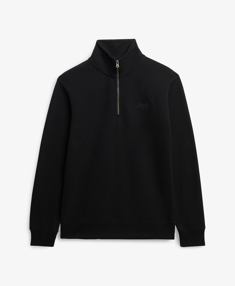 【NEE】NEE HALF ZIP SWEAT (L) mens Essential Logo Half Zip Sweatshirt in Black | Superdry US