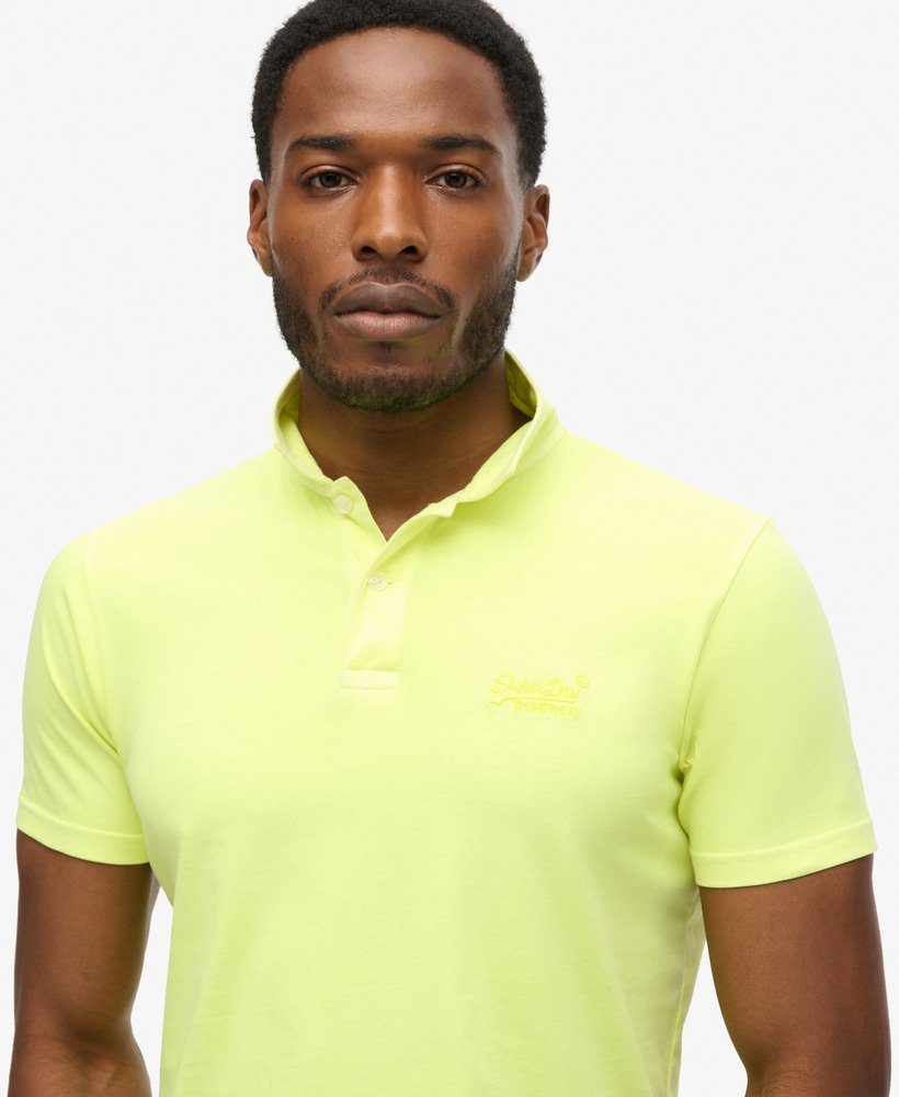 mens Essential Logo Neon Jersey Polo Shirt in Dry Fluro Yellow