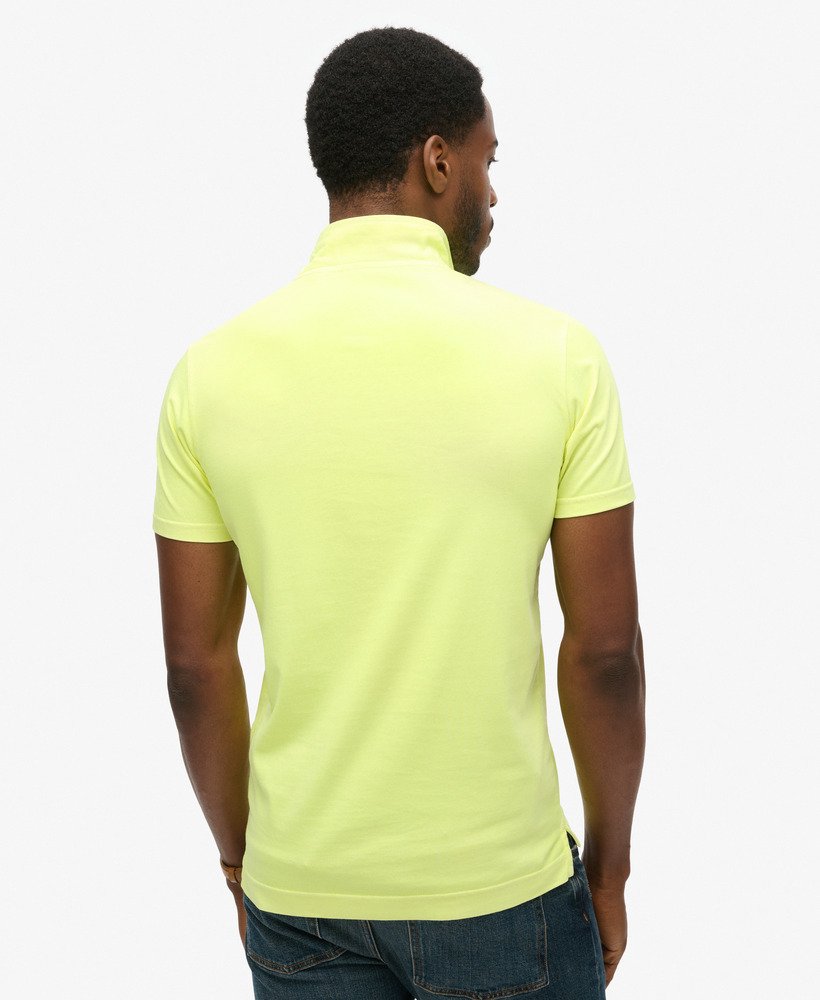 mens Essential Logo Neon Jersey Polo Shirt in Dry Fluro Yellow