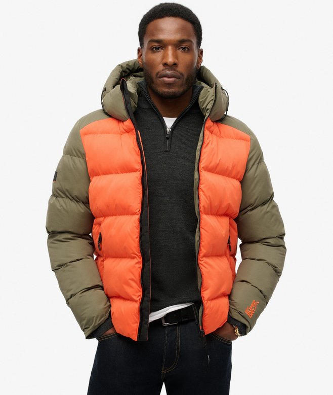 Hood Colour Block Sport Puffer