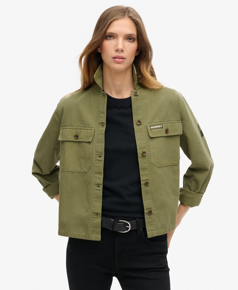 womens Embellished Military Overshirt in Wild Khaki | Superdry CA-EN