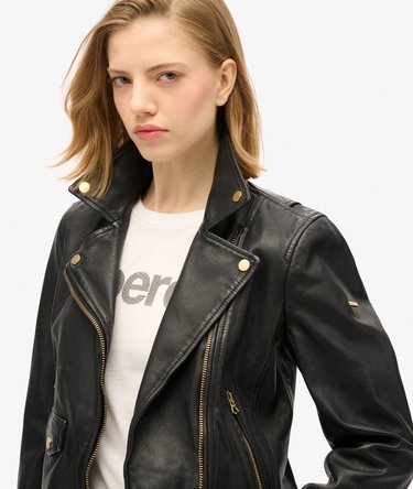 Classic Leather Biker Jacket Image 3
