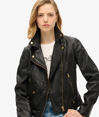 Classic Leather Biker Jacket Image 6