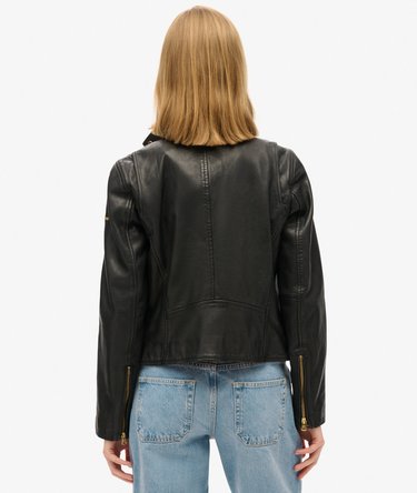 Classic Leather Biker Jacket Image 4