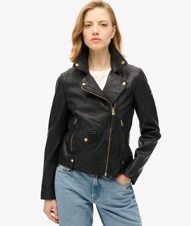 Classic Leather Biker Jacket Image 5
