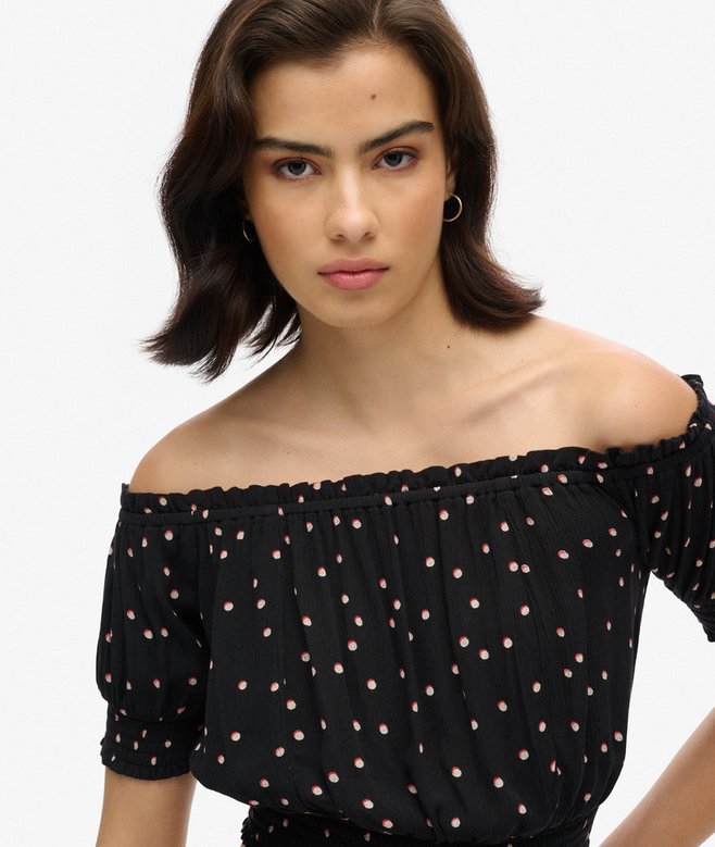 Smocked Short Sleeve Crop Top