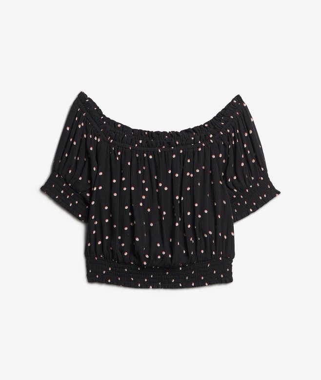 Smocked Short Sleeve Crop Top