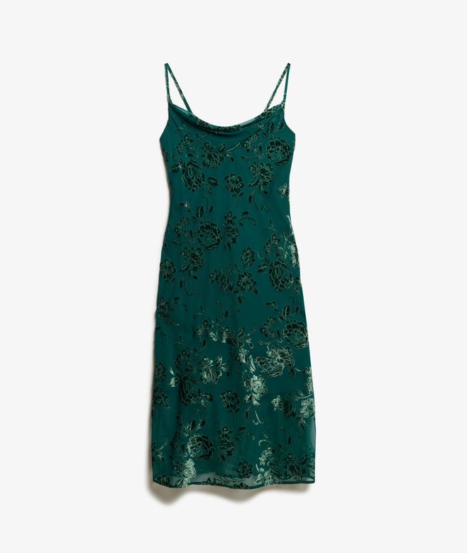 Devore Cowl Neck Midi Slip Dress