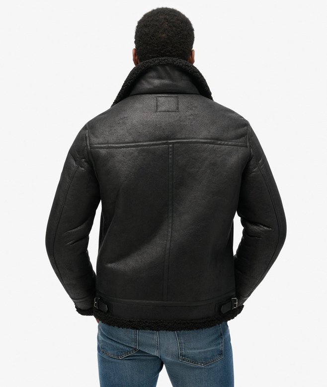 Veste aviateur en peau de mouton synthétiquenoir pour Homme