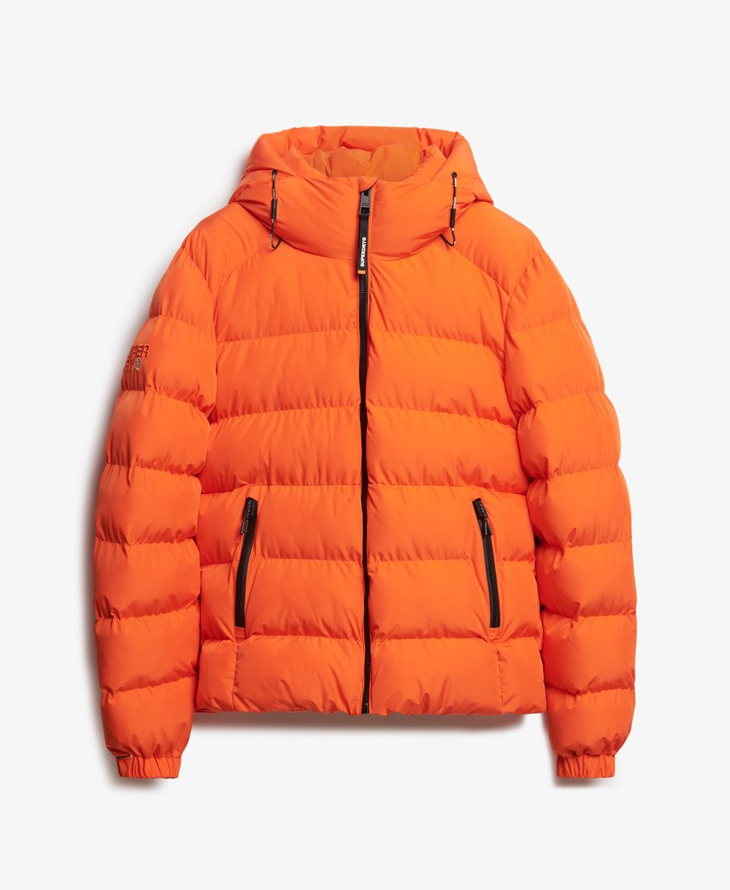 mens Hooded Sports Puffer Jacket in Flame Orange | Superdry CA-EN