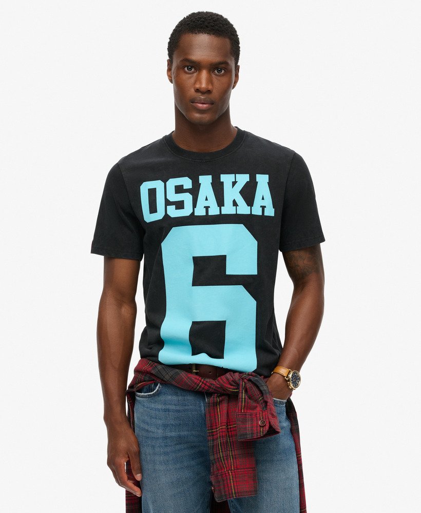 mens Osaka 6 Puff Print T-Shirt in JET BLACK | Superdry US
