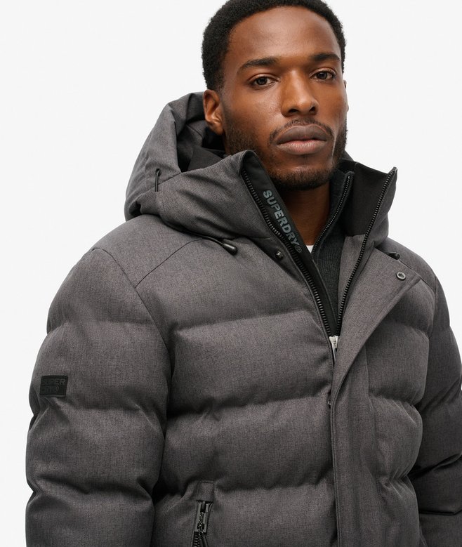 Hooded Tweed Sports Puffer Jacket