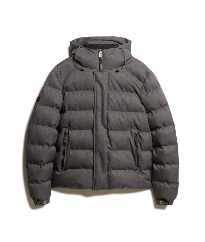 Hooded Tweed Sports Puffer Jacket