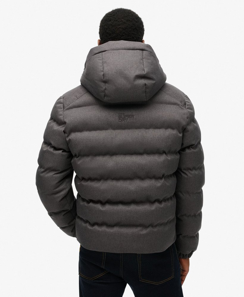ジャケット・アウター Hooded Tweed Down Jacket Buy Superdry Grey Marl Hooded Tweed Sports Puffer Jacket