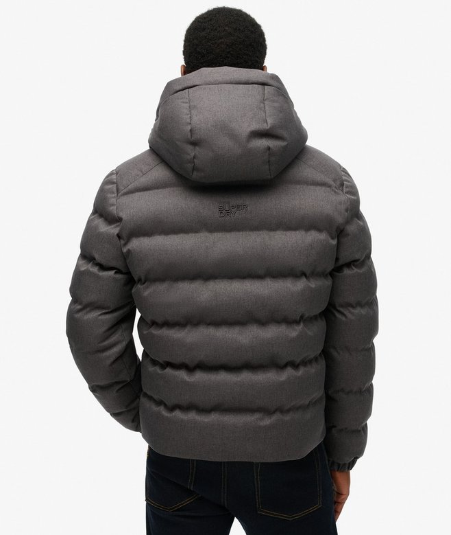Hooded Tweed Sports Puffer Jacket