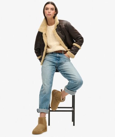 Suede Sherpa Ankle Boots Image 2