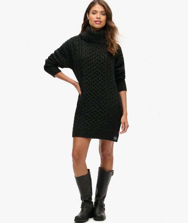 Roll Neck Cable Jumper Dress