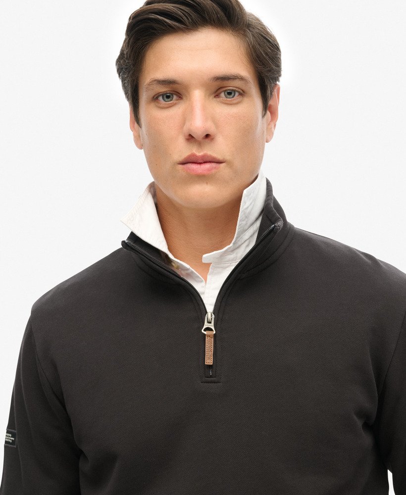 mens Core Logo Half Zip Sweatshirt in Black | Superdry US