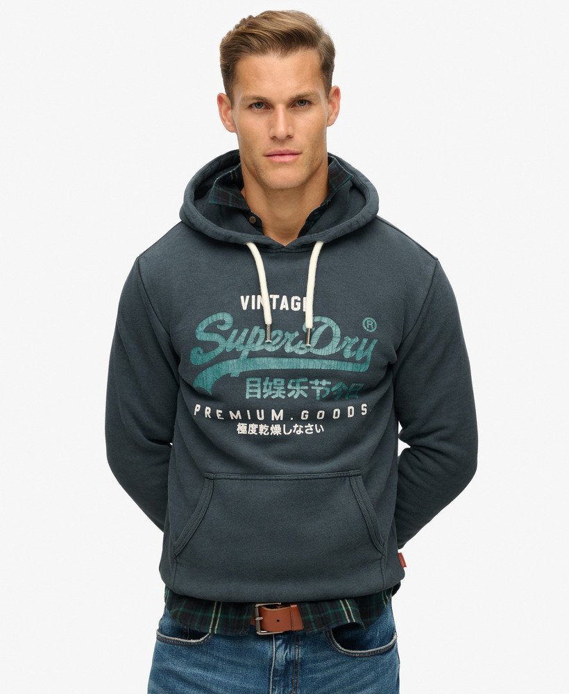 【Superdry】Superdry Duo ビンテージ ロゴ パーカー mens Duo Vintage Logo Hoodie in JET BLACK | Superdry UK