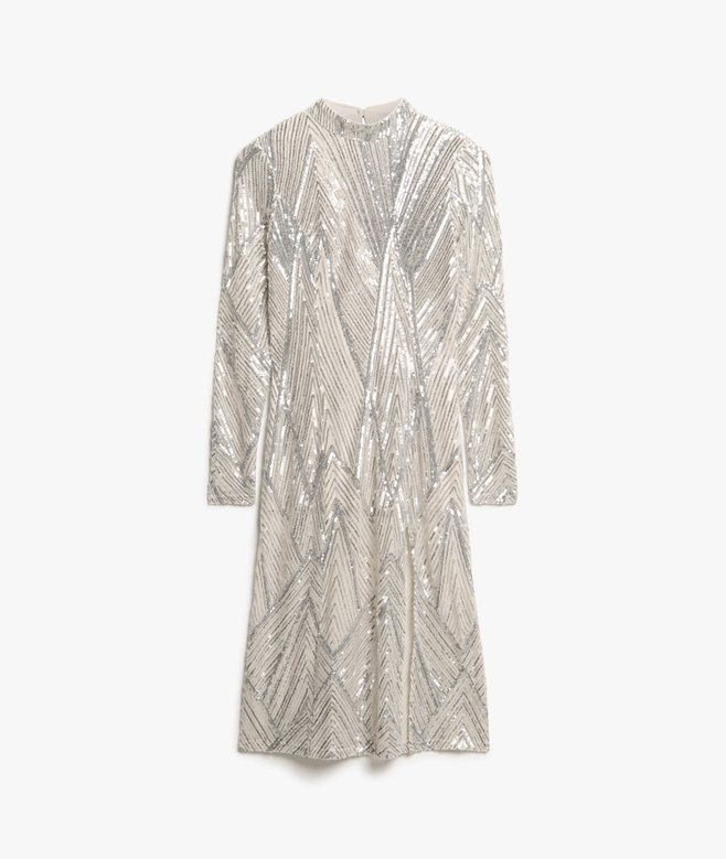 Open Back Long-Sleeved Midi Dress