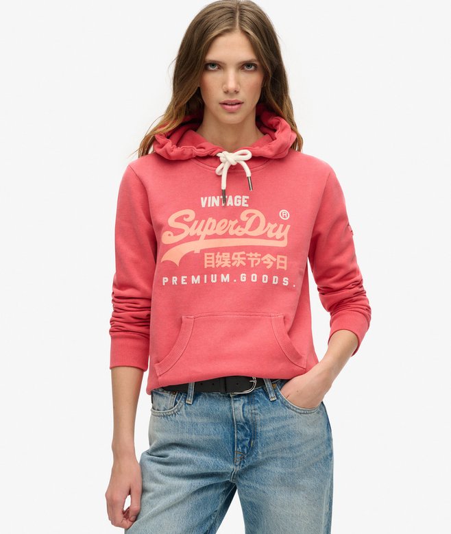 Damenbekleidung Superdry Hoodie Rot Damen Hoodie Mit Schaumdruck
