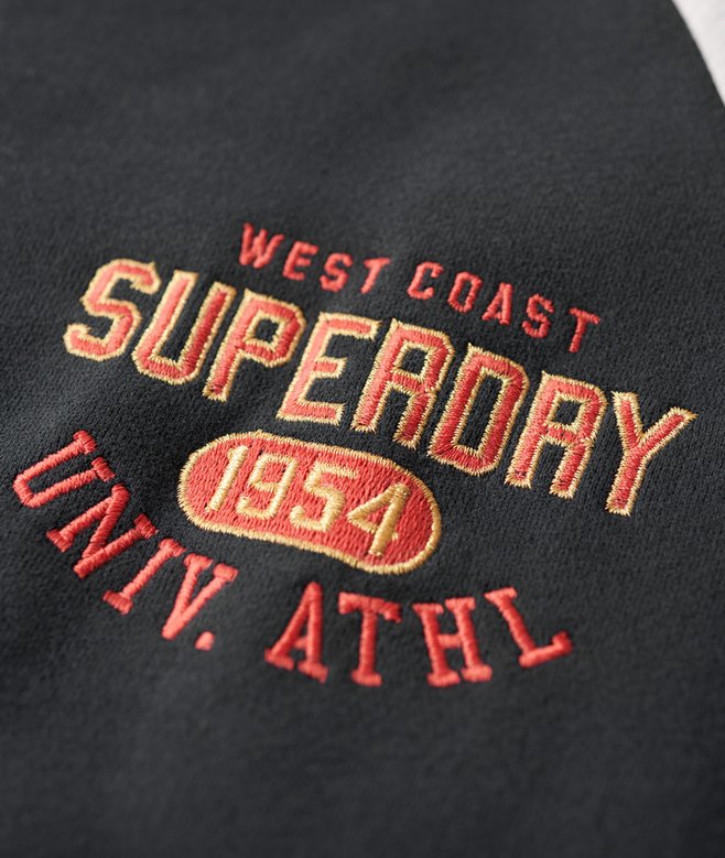 College Script Graphic Jersey Bomber Jacket